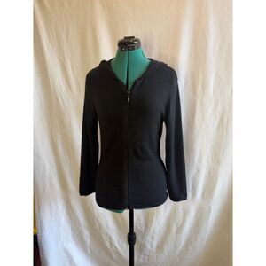 Ellemenno black zip up hooded sweater. Size large